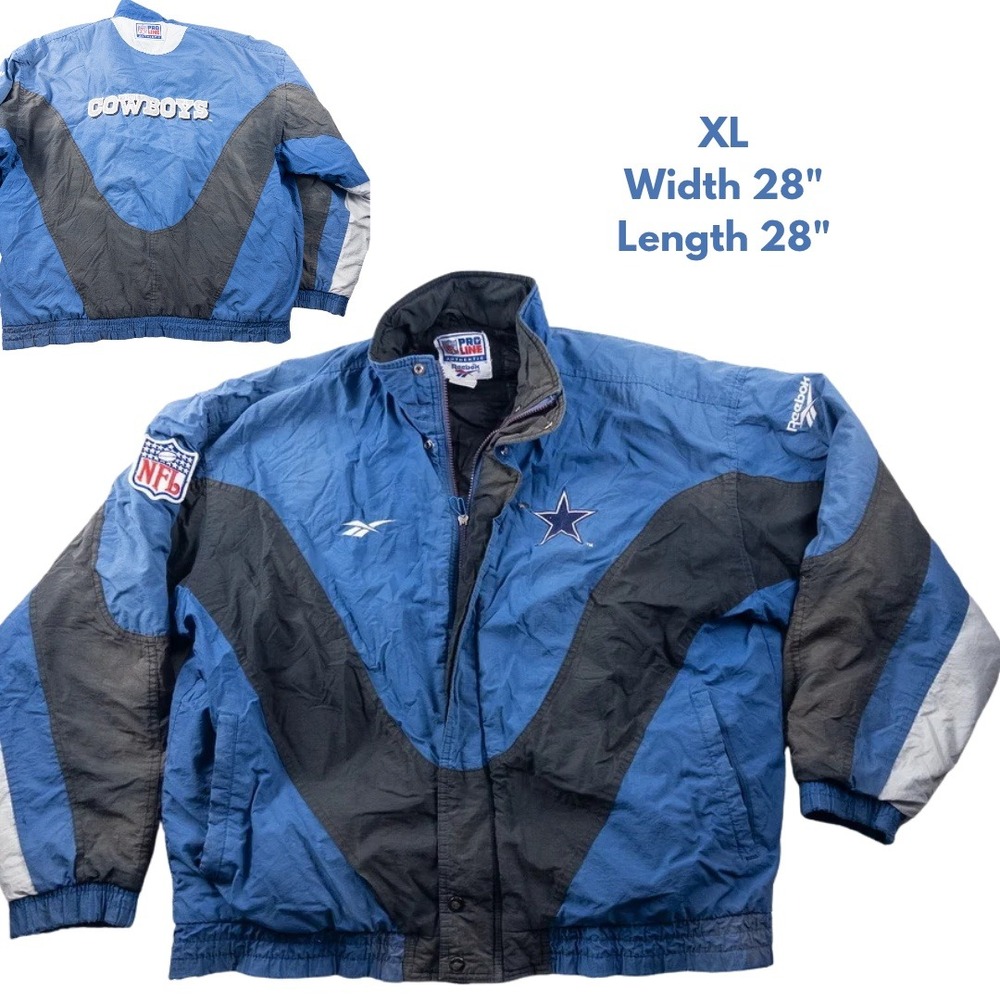 Vintage 90s NFL Jacket Mens XL Dallas Cowboys Thrashed Pro Line Puffer Reebok